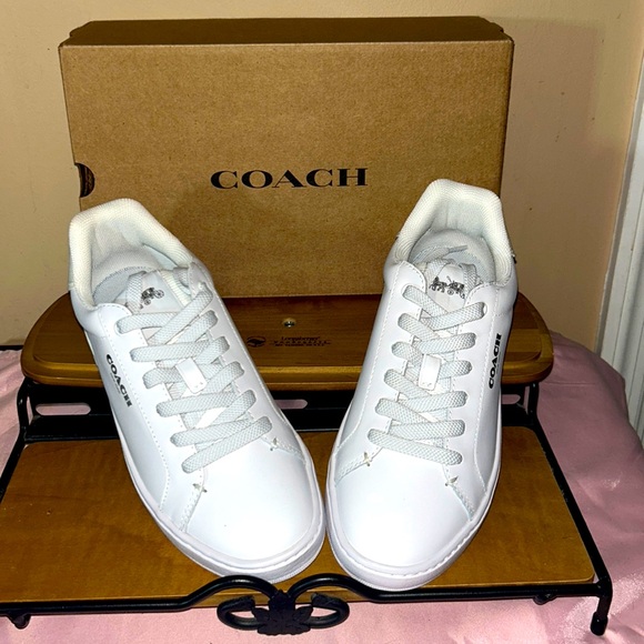 Coach Clip Leather Low Top/ Optic white/chalk Size 7 New in Box/ Tennis shoe - Picture 2 of 6